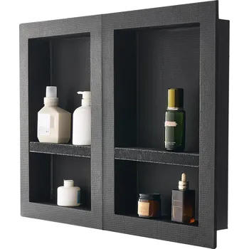 Koupelnový nábytek Vevor Výklenek do zdi se posuvnou policí 2×40.6×61.0 cm, 10.2 cm, černý