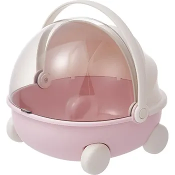 Doplněk pro panenku Úložný box pro panenky 35 x 20 x 25 cm Stylový kočárek s kolečky Plastový kufřík s rukojetí Přenosný organizér na hračky a doplňky růžová