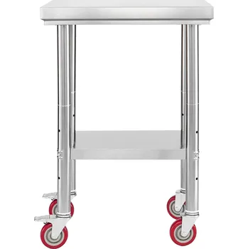 Dílenský stůl Vevor Nerezový pracovní stůl 61×45 cm s kolečky a nastavitelnou policí