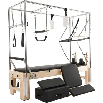Vevor Pilates reformer dřevěný, dvojitý odpor, box+skoková deska, 400 lbs