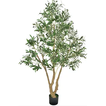 umělá květina Vevor Umělý olivovník 180 cm s černým květináčem, dřevěný kmen a plody