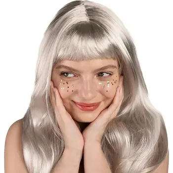 Karnevalová paruka PartyDeco Paruka dlouhé stříbrné blond vlasy
