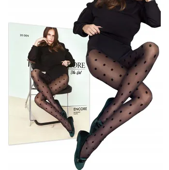 Dámské punčochy Vzorované Punčocháče Fiore Encore 20den černé, velikost 2