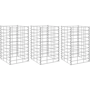 Květináč Gabionové vyvýšené záhony 3 ks 30 x 30 x 50 cm železo Stříbrná 151248