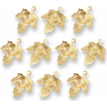 Přívěsek Přívěsek Javorový List , Nerezová Ocel , zlato, 15x12x2 mm, 2 ks