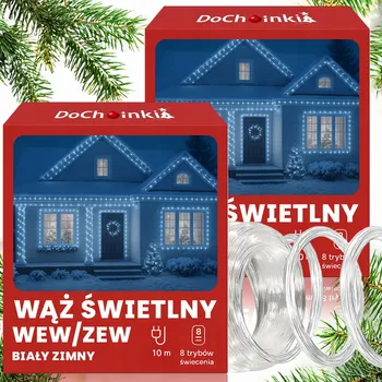 Vánoce 2 x LED SVĚTELNÝ HAD 10M 240 LED DIOD STUDENÁ BÍLÁ VÁNOČNÍ OSVĚTLENÍ NA STROMEČEK VENKOVNÍ
