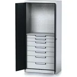 Alfa 3 Policová dílenská skříň 2-dveřová MECHANIC, 1 police, 7 zásuvek, 920 x 500 x 1950 mm, antracitové dveře 179143587