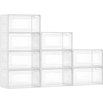 Botník Vevor Krabice na boty 9 ks průhledné plastové stohovatelné, do US 13