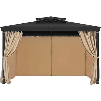 Zahradní altán Vevor Závěsy na altán 4 panely se zipy 12'×10'×6.7' khaki s očky