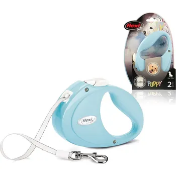 Vodítko pro psa flexi Puppy S pásek, 2m/12kg, světle modrá