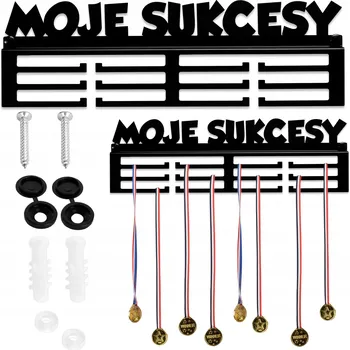 Věšák DRŽÁK NA MEDAILE NA ZEĎ MOJE ÚSPĚCHY KOVOVÝ NÁPAD NA DÁREK 40 cm