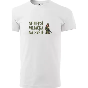 Sablio Tričko s potiskem Nejlepší vojačka na světě - bílé 5XL