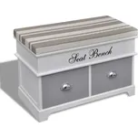 Bílá úložná předsíňová lavice se šedým polstrem a 2 šuplíky Bílá240802