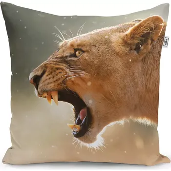 Polštář Sablio Polštář Rozzuřená lvice - 60x60 cm