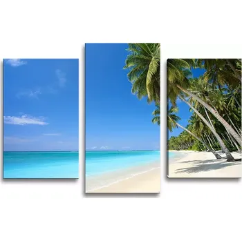 Obraz Sablio Obraz - 3-dílný Palmová pláž - 75x50 cm