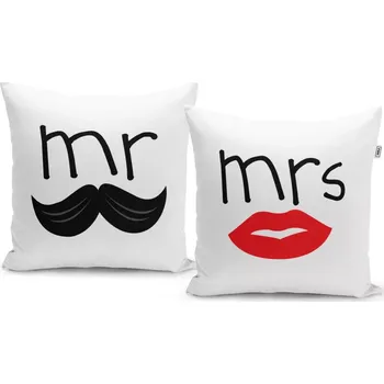 Polštář Sablio Polštáře Mr. a mrs.: 2ks 40x40 cm