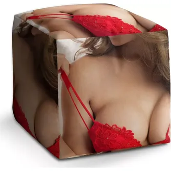 Taburet Sablio Taburet Cube Dekolt ženy: 40x40x40 cm