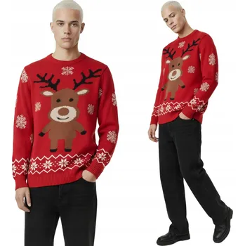 Pánský svetr Pánský vánoční svetr s motivem soba, stylový vánoční svetr pro muže, XXL