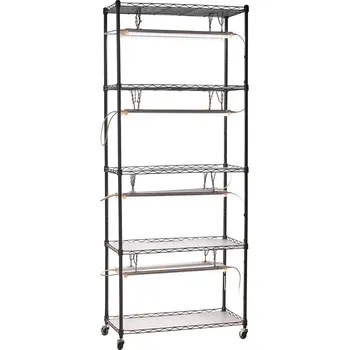 Stojan na květiny Vevor Stojan na rostliny 180 cm s led 192W 5000K, kolečka, kovový