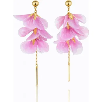 Náušnice Flamenco Mystique Visací náušnice, poutavé látkové květiny, korálky K1711