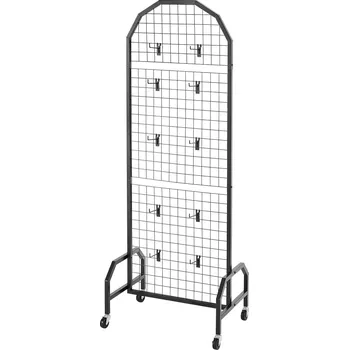 Věšák Vevor Mřížové panely 2 ks 600×1640mm s kolečky a 20 háčky, černá ocel