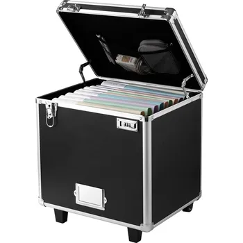 Trezor Vevor Přenosný box na spisy s zámkem a teleskopickou rukojetí 395×320×380 mm