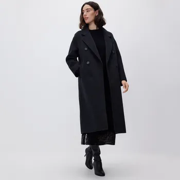 Dámský kabát Reserved - Klasický kabát s příměsí vlny handmade - černý - VZ739-99M - VZ739-99M-XS