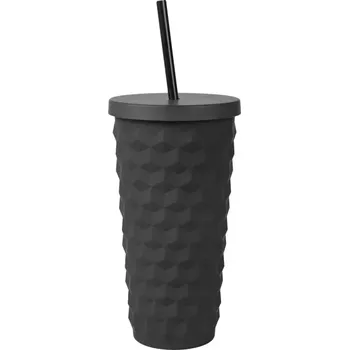 Tyrkysový 3D hrnek s brčkem 650 ml