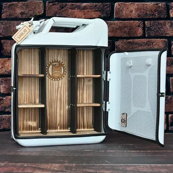 Dárkový potravinový koš Sablio Luxusní dárkový kanystr / minibar - bílý - prázdný - Boční otevírání