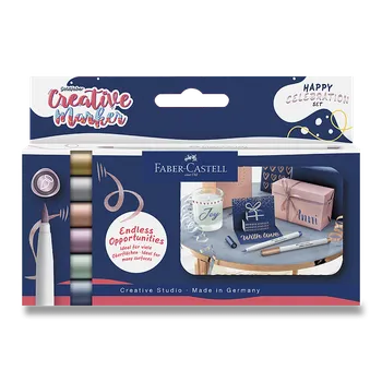Popisovač Faber-Castell Goldfaber Creative M sada 6 ks, Metallic Brush