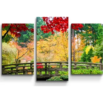 Obraz Sablio Obraz - 3-dílný Most v parku - 75x50 cm