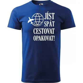 Pánské tričko Sablio Tričko s potiskem Jíst, spát, cestovat - modré XL