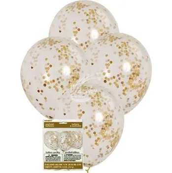 Zábavní pyrotechnika Balónky 30cm - průhledné se zlatými konfetami - (6ks)