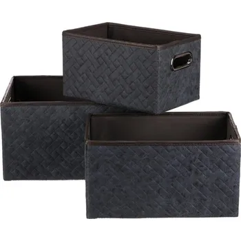 Koš na prádlo Koš regálový - látkový s uchy, modrý, cena za sadu 3 ks