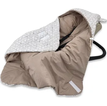 Dětská deka Oteplená zavinovací deka s kapucí, bavlna, 90 x 90 cm - béžová se vzorem