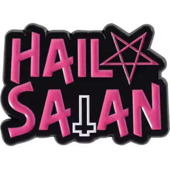 Kovový odznak - Pink Hail Satan - s pinem