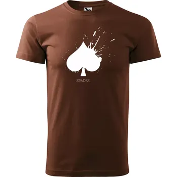 Pánské tričko Sablio Tričko s potiskem Pikový list - hnědé S
