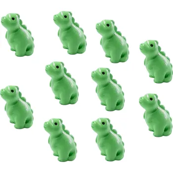 Figurka Sada 10 ks Mini figurka zelený dinosaurus 1,7 × 1,6 cm Pryskyřicová dekorace do mini zahrádky akvária nebo květináče