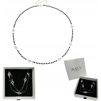 Náhrdelník ZLATÝ DÁMSKÝ NÁHRDELNÍK ČERNÉ KORÁLKY + DÁRKOVÁ KRABIČKA