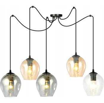 Emibig LEVEL 5 BL MIX Závěsné svítidlo Ocel lakovaná, sklo Černá 15W