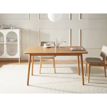 Jídelní stůl Jídelní stůl MDF s dubovou dýhou nohy z kaučukového dřeva jídelna kuchyně Beliani