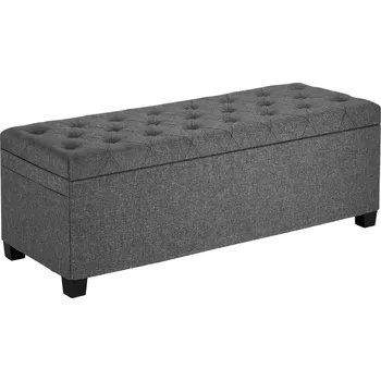 Zahradní lavice Vevor Úložná lavička s víkem a bočními kapsami, čalouněná, kovový rám, šedá