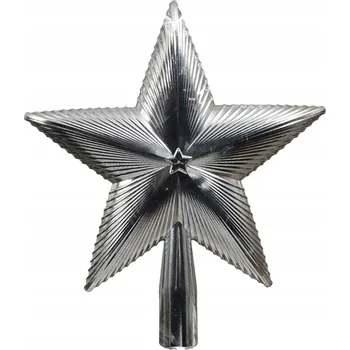 Vánoční dekorace Stříbrný vánoční špic, nerozbitná špička, plastová hvězda, 21,5 x 19 Cm