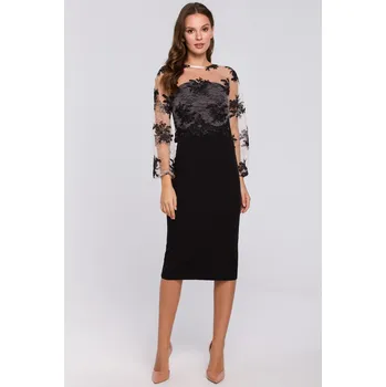 Dámské šaty Koktejlové midi šaty Makover s krajkou, velikost XXL