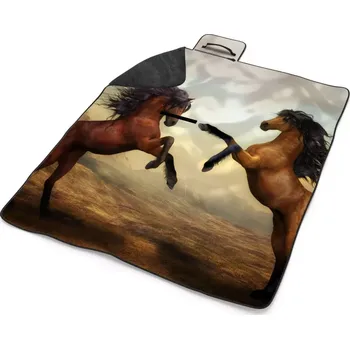 deka Sablio Plážová deka Vzpínající se koně: 200x140 cm