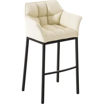 Barová židle Barová židle Deluso, eko kůže - krémová, podnož 4 nohy - černá