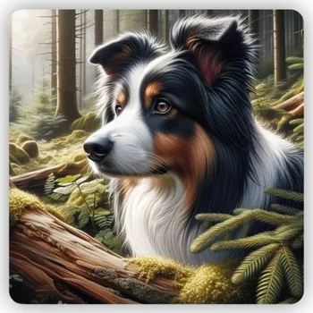 Dekorativní magnet Magnetka 65x65mm ve tvaru čtverce - australský ovčák 2