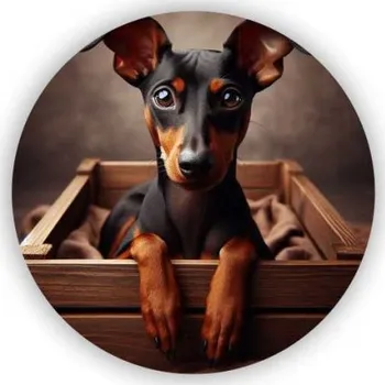 Dekorativní magnet Magnetka 60x60mm ve tvaru kruhu - malý elegán v bedýnce