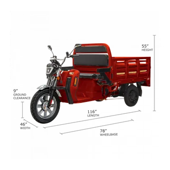 Elektrotříkolka Pracovní tříkolka Rikša Cargo Sunway E-DSL150 - 2026 (72V, 45Ah - až 2800W) - elektrická nákladní tříkolka Barva: Červená
