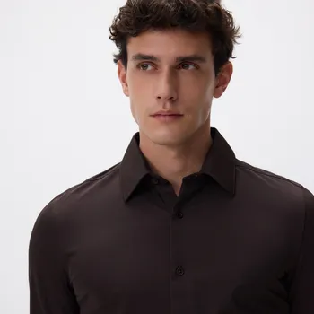 Pánská košile Reserved - Hladká košile super slim fit - hnědá - 596EF-88X - 596EF-88X-XL